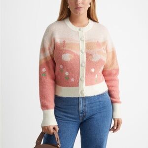 & other stories landscape jacquard cardigan